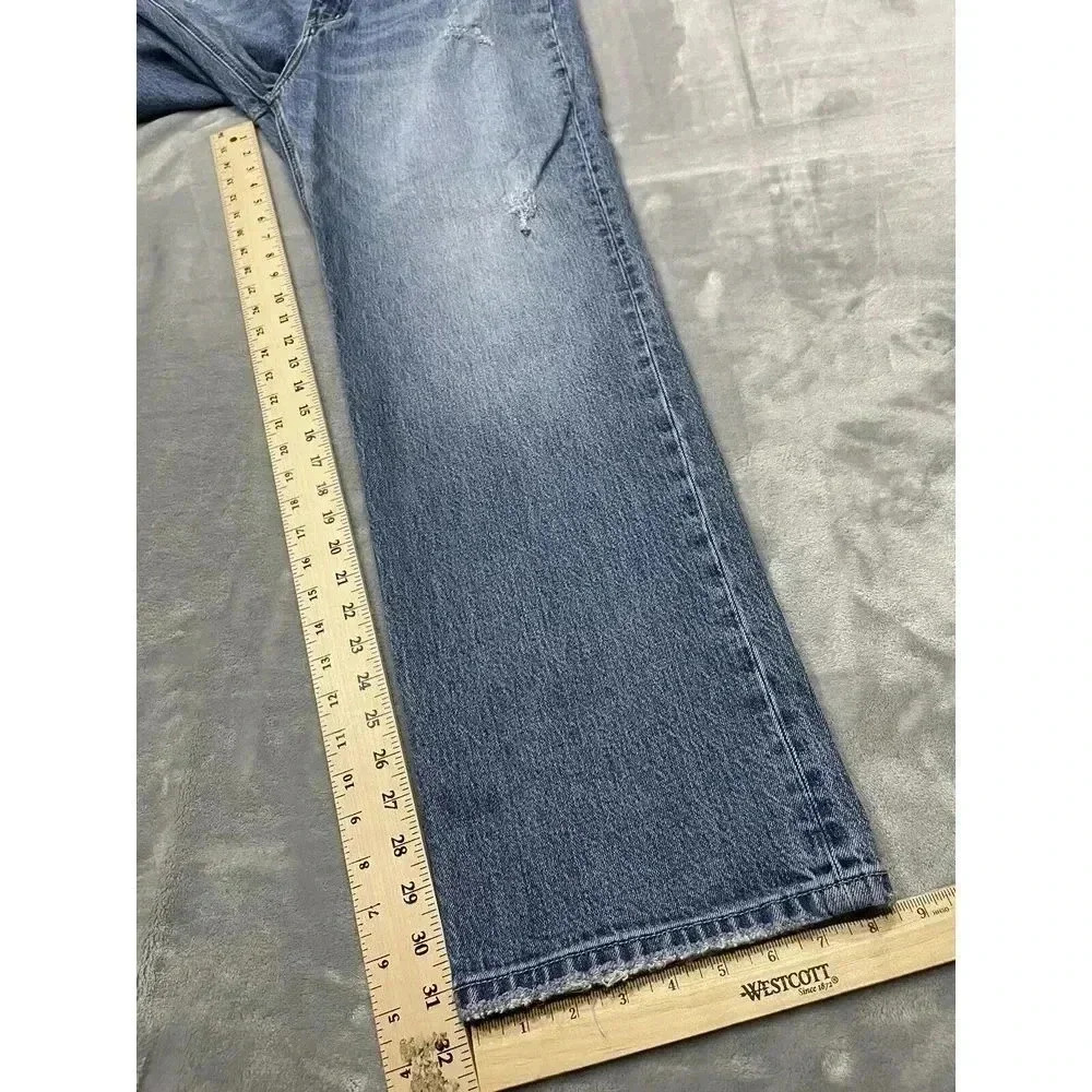 KanCan Jeans Womens 31 Blue 90s Straight Leg Distressed Medium Wash Denim Pocket - Picture 5 of 9